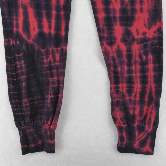 Sundry Jogger Jumpsuit Women V-Neck Sleeveless Tie Dye Drawstring Waist Red Navy - Picture 6 of 8